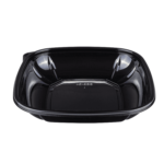 [300 ct] 24 oz Square Disposable Salad Bowl Lids | PET | Black - Image 4