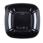 [300 ct] 24 oz Square Disposable Salad Bowl Lids | PET | Black - Image 6