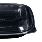 [300 ct] 24 oz Square Disposable Salad Bowl Lids | PET | Black - Image 9