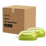 [300 ct] 24 oz Square Disposable Salad Bowl Lids | PET | Green - Image 6