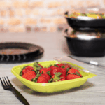 [300 ct] 24 oz Square Disposable Salad Bowl Lids | PET | Green