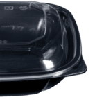 [300 ct] 32 oz Square Disposable Salad Bowl Lids | PET | Black - Image 9