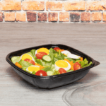[300 ct] 32 oz Square Disposable Salad Bowl Lids | PET | Black - Image 4
