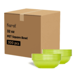 [300 ct] 32 oz Square Disposable Salad Bowl | PET | Green - Image 3