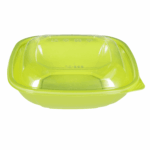 [300 ct] 32 oz Square Disposable Salad Bowl | PET | Green - Image 5