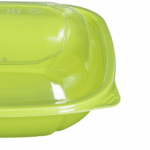 [300 ct] 32 oz Square Disposable Salad Bowl | PET | Green - Image 9