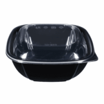 [300 ct] 48 oz Square Disposable Salad Bowl Lids | PET | Black - Image 7