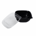 [300 ct] 48 oz Square Disposable Salad Bowl Lids | PET | Black - Image 8