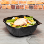 [300 ct] 48 oz Square Disposable Salad Bowl Lids | PET | Black - Image 2