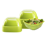 [300 ct] 48 oz Square Disposable Salad Bowl Lids | PET | Green - Image 2