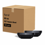 [50 ct] 80 oz Square Disposable Salad Bowls | PET | Black - Image 3