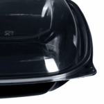 [50 ct] 80 oz Square Disposable Salad Bowls | PET | Black - Image 9