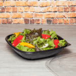 [50 ct] 80 oz Square Disposable Salad Bowls | PET | Black - Image 2