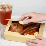 [200 ct] Paper Folding Take-Out Container | Vented Holes | 46 fl. oz | Kraft - Image 4