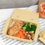 [200 ct] Paper Folding Take-Out Container | Vented Holes | 63 fl. oz | Kraft - Image 5