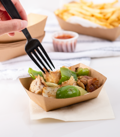 [1,000 ct] 0.5 lb Food Tray Kraft paper food tray leak-resistant grease-resistant Karat wholesale Packer Janitorial California restaurant supplies.