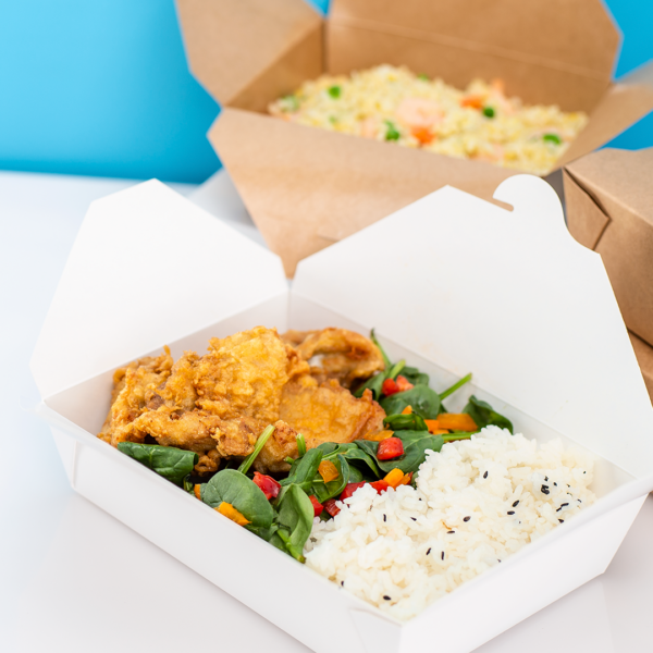 [200 ct] Paper Take-Out Boxes | #2 | 54 oz | White