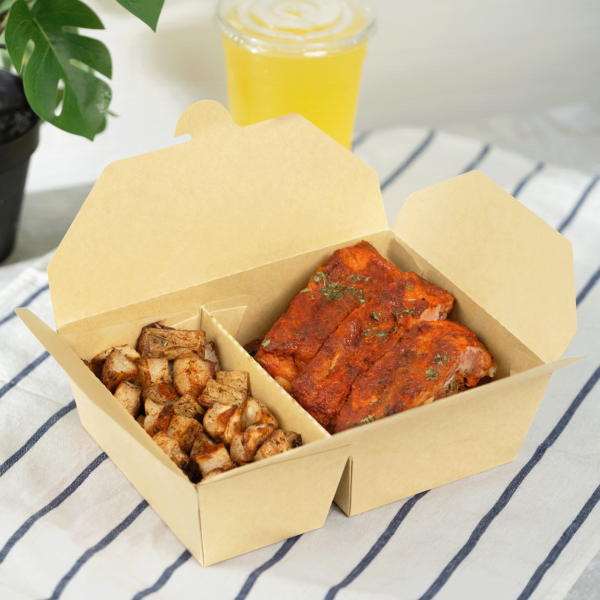 [200 ct] Paper Take-Out Boxes | 2-Compartment | 76 fl. oz | Kraft