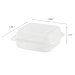 [250 ct] 7''x 7'' Hinged Food Containers | PP | Clear - Image 4