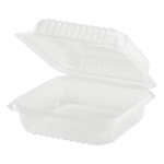 [250 ct] 7''x 7'' Hinged Food Containers | PP | Clear - Image 2