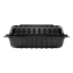 [250 ct] 8''x 8'' Hinged Food Containers | PP | Black - Image 7