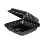 [250 ct] 8''x 8'' Hinged Food Containers | PP | Black - Image 2