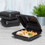 [250 ct] 8''x 8'' Hinged Food Containers | PP | Black