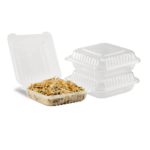 [250 ct] 8''x 8'' Hinged Food Containers | PP | Clear - Image 4