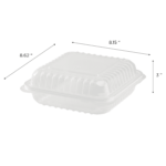 [250 ct] 8''x 8'' Hinged Food Containers | PP | Clear - Image 6