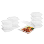 [250 ct] 8" x 8" 3-Compartment Hinged Food Containers | Clear | PP - Image 4