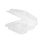 [250 ct] 8" x 8" 3-Compartment Hinged Food Containers | Clear | PP - Image 2