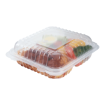 [250 ct] 8" x 8" 3-Compartment Hinged Food Containers | Clear | PP - Image 5
