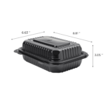 [250 ct] 9''x 6'' Hinged Food Containers | PP | Black - Image 4