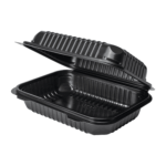 [250 ct] 9''x 6'' Hinged Food Containers | PP | Black - Image 2