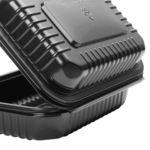 [250 ct] 9''x 6'' Hinged Food Containers | PP | Black - Image 5