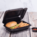 [250 ct] 9''x 6'' Hinged Food Containers | PP | Black - Image 3