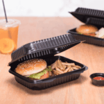 [250 ct] 9''x 6'' Hinged Food Containers | PP | Black