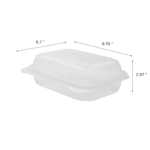 [250 ct] 9'' x 6'' Hinged Food Containers | PP | Clear - Image 4