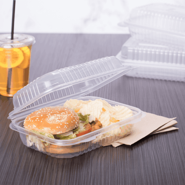 [250 ct] 9'' x 6'' Hinged Food Containers | PP | Clear