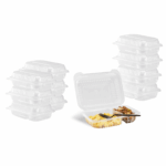 [250 ct] 9" x 6" 2-Compartment Hinged Food Containers | Clear | PP - Image 7