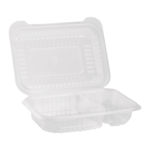 [250 ct] 9" x 6" 2-Compartment Hinged Food Containers | Clear | PP - Image 2