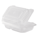[250 ct] 9" x 6" 2-Compartment Hinged Food Containers | Clear | PP - Image 5