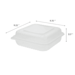 [200 ct] 9'' x 9'' Hinged Food Containers | PP | Clear - Image 4