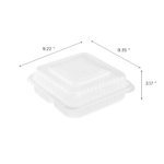 [200 ct] 9" x 9" 3-Compartment Hinged Food Containers | Clear | PP - Image 4