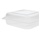 [200 ct] 9'' x 9'' Hinged Food Containers | PP | Clear - Image 2
