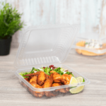 [200 ct] 9'' x 9'' Hinged Food Containers | PP | Clear