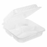 [200 ct] 9" x 9" 3-Compartment Hinged Food Containers | Clear | PP - Image 2