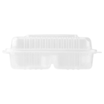 [200 ct] 9" x 9" 3-Compartment Hinged Food Containers | Clear | PP - Image 8