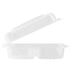 [200 ct] 9" x 9" 3-Compartment Hinged Food Containers | Clear | PP - Image 6