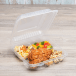 [200 ct] 9" x 9" 3-Compartment Hinged Food Containers | Clear | PP - Image 3